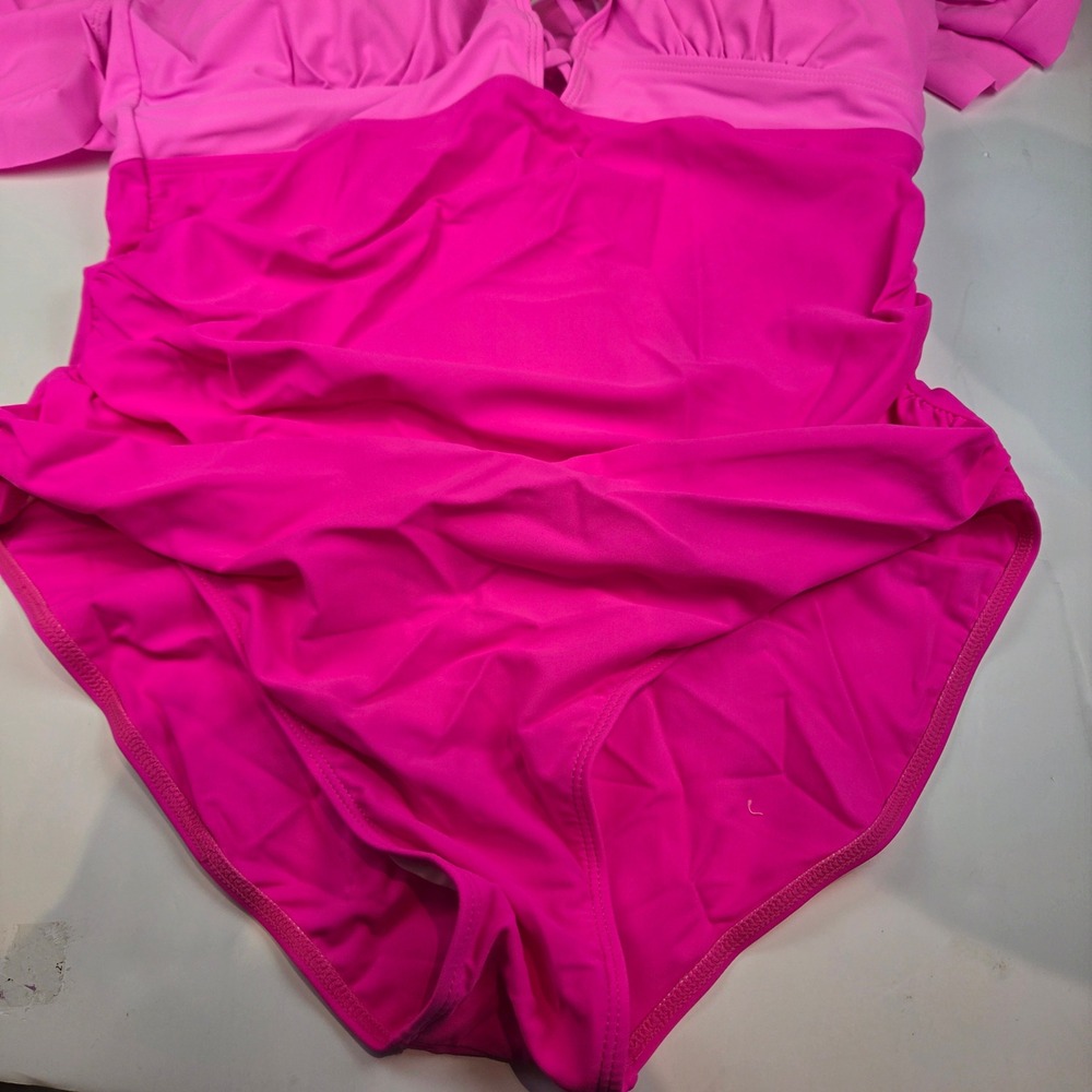 Blooming Jelly One Piece Women XXL Pink Lace Up Flutter Sleeve Retro 423 NWT - Picture 4 of 12